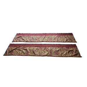 2 JCPenney Chris Madden Faux Suede Paisley Fringe Gold Bronze Valances 87"x18.5"